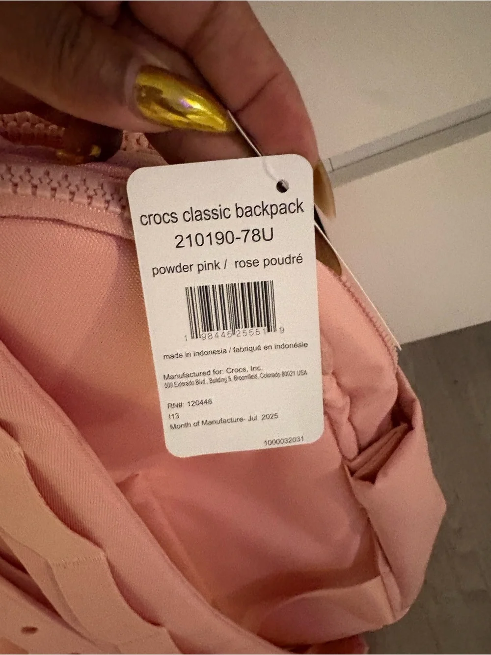 CROCS Pink Backpack with Rose Gold Slip-On Shoes